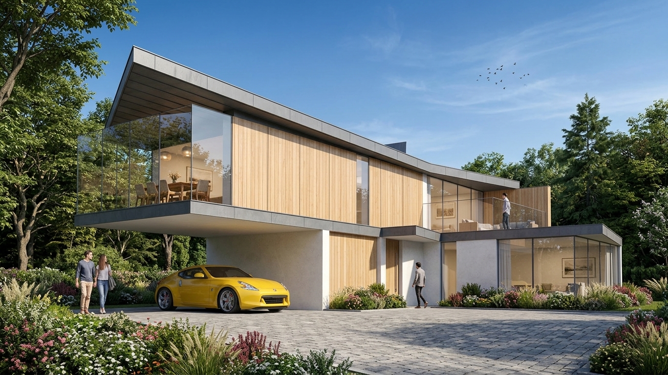 Concept house on a sunny day