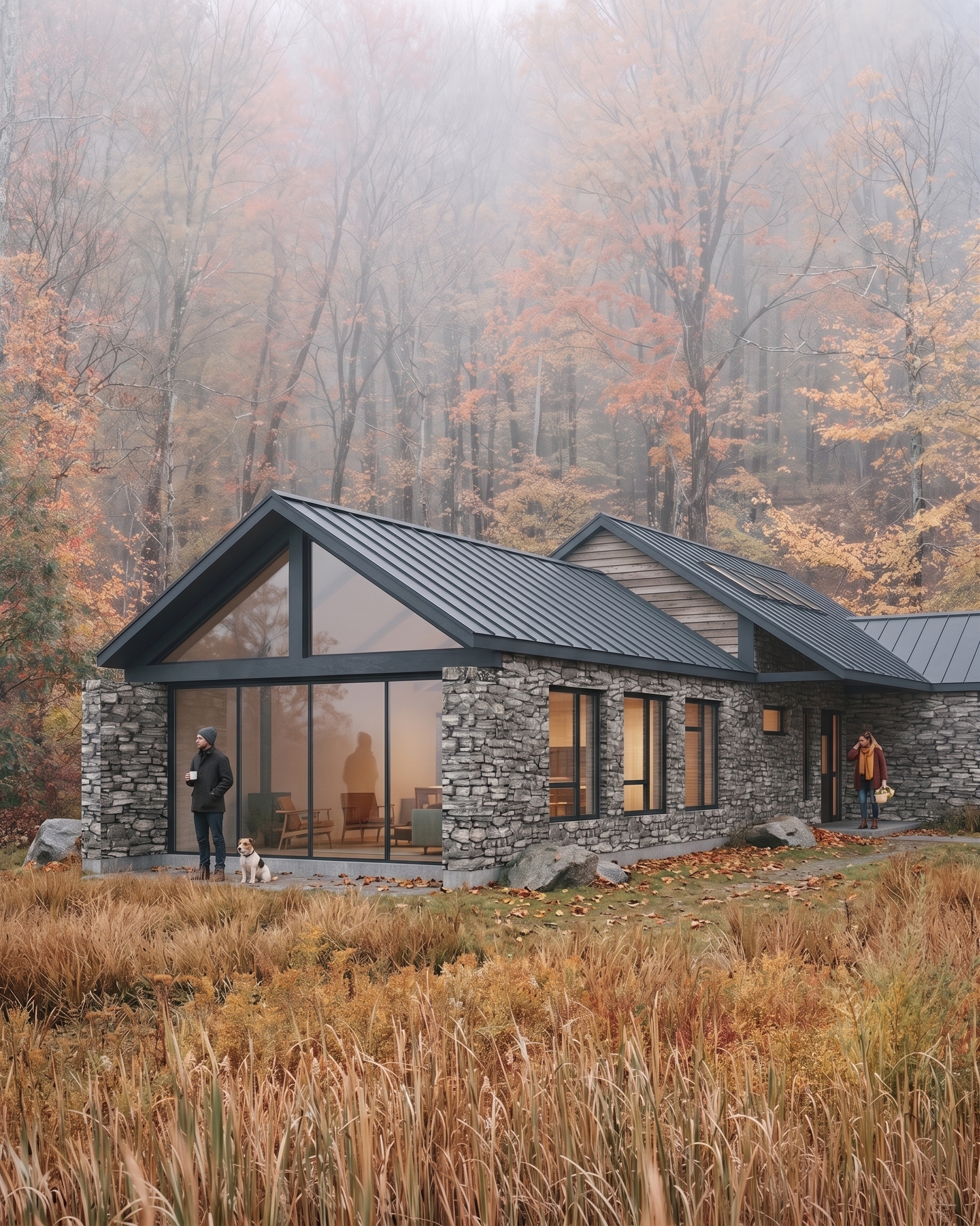 Woodland retreat autumn scene
